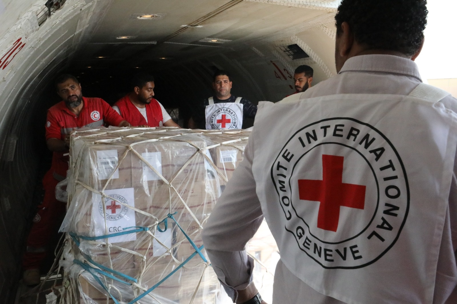 ICRC and ERC with aid convoy in Areesh, Egypt. Aid will be taken to Rafah. Copyright: ICRC