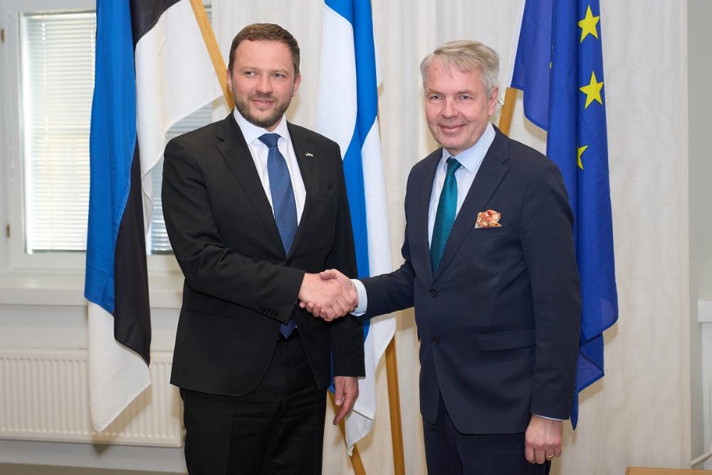 Estonia’s Minister of Foreign Affairs Margus Tsahkna and Minister for Foreign Affairs Pekka Haavisto. Photo: Kimmo Räisänen