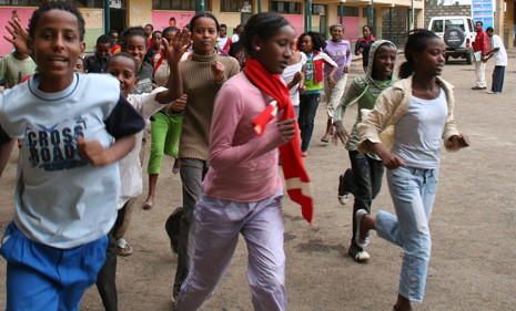 Children  in a schoolyard in Addis Ababa. Photo: Pirjo-Liisa Heikkilä.