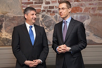 Utrikesministrarna Michael Spindelegeer och Alexander Stubb diskuterade EU:s regionala strategier när de träffades i Helsingfors.