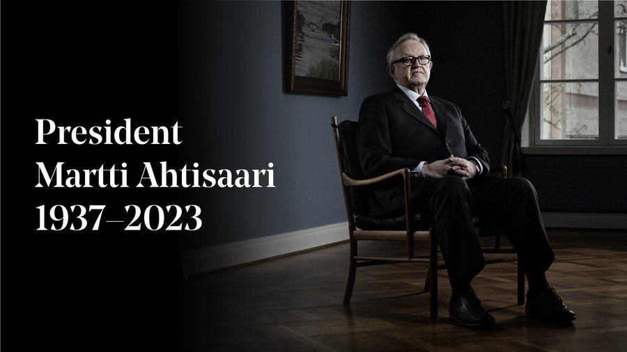 President Ahtisaari sitting on a chair