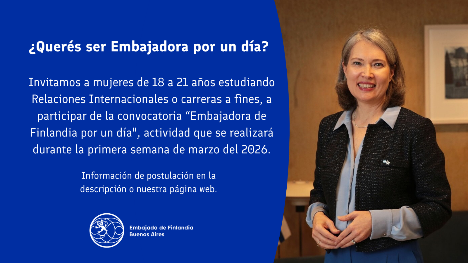 Afiche anunciando la campaña "Embajadora por un día".