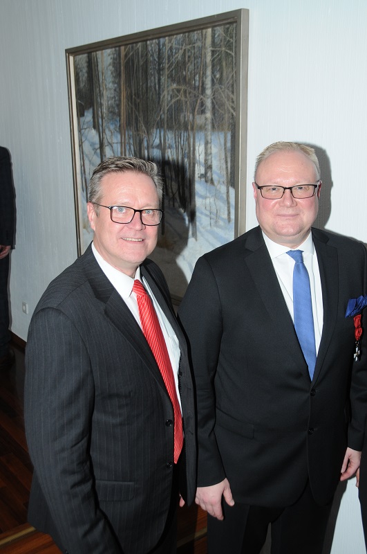 Marko Suomalainen and Ambassador Juha Pyykkö at Independence Day Reception 2019