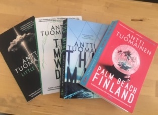 Antti Tuomainen's book covers. Photo: Pirjo Pellinen