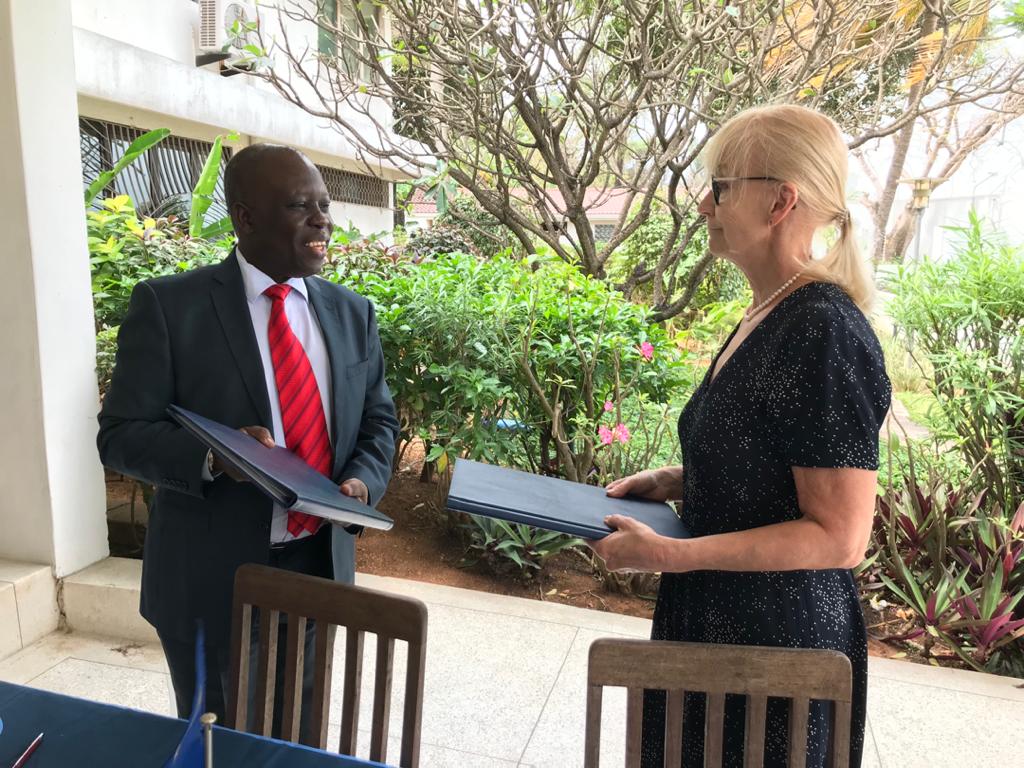 HE Ms Riitta Swan, Ambassador of Finland to Tanzania and Dr. Wilfred Ochan, Officer-In-Charge, UNFPA Tanzania.