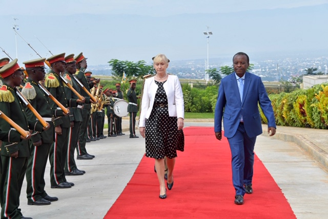 Ambassador Riitta Swan and the Chief of Protocol