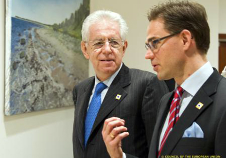 Prime Minister Katainen with Italian Prime Minister Mario Monti. Photo: Council of the European Union.