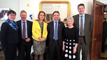 Irish Ambassador to Finland Maeve Collins, Teemu Saloranta, Ambassador Jaana Teckenberg, Anton Scott, Anne Lanigan and Mark Kennedy. Photo: Kaisa Leidy