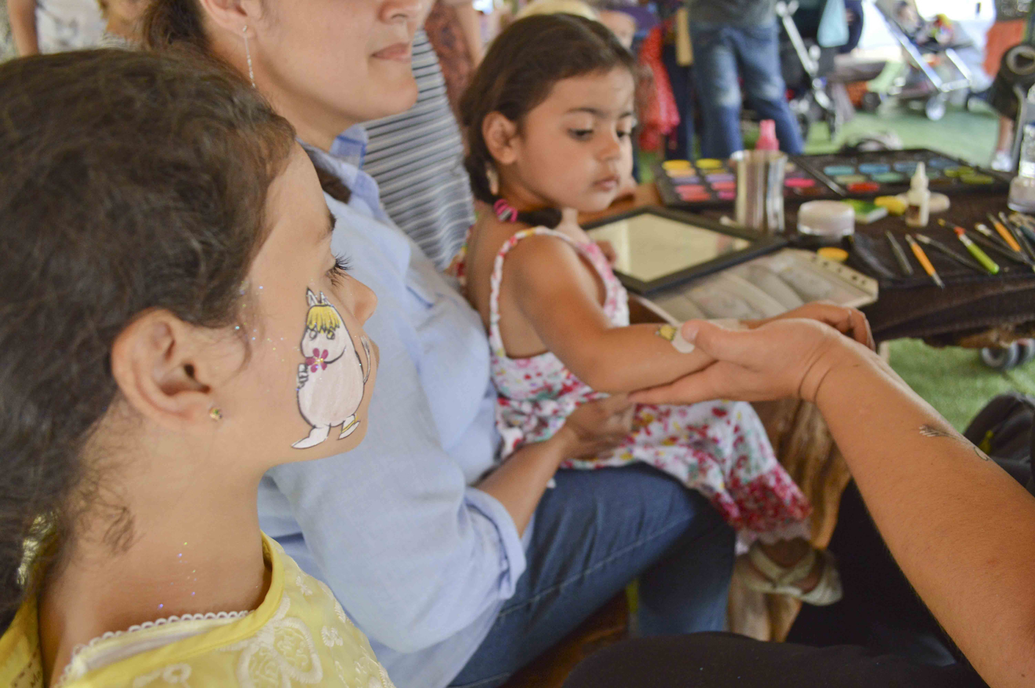Moomin themed face-painting at Covent Garden Market.