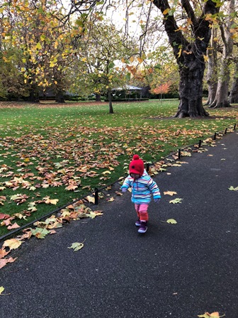 Syyslehtiä ihailemassa puistossa lapsen kanssa. Kuva: Anne Mutanen