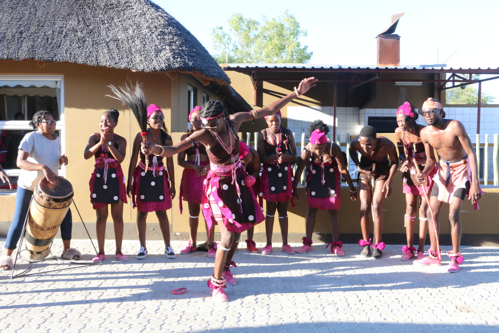 Dancers from northern Namibia performing traditional dances in national costumes.
